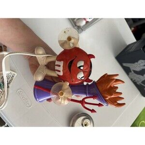 Vtg Halloween LIGHTED Red M&M's window decoration, suction, flickering, devil